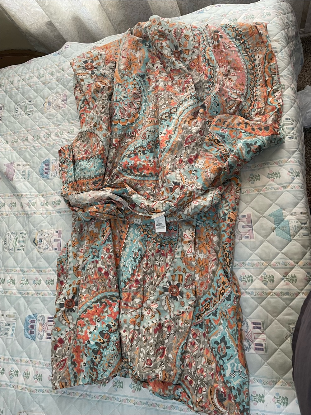 Pottery Barn Paisley Duvet Cover in Coral, Teal & Cream